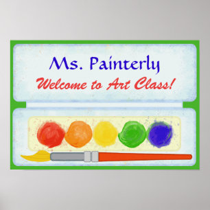 Art Teacher Klasse Begrüßungszeichen Farbpalette Poster
