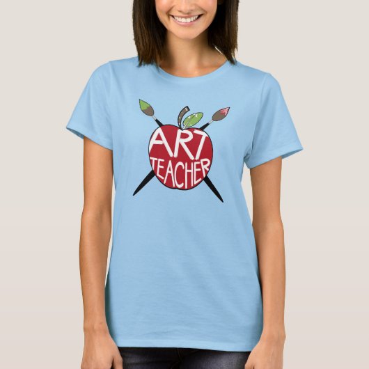 Art Teacher Painted Apple & Paint Brushs T-Shirt (Vorderseite)