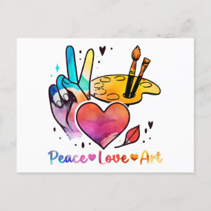 Art Teacher Peace Liebe Art für Künstler und Maler Feiertagspostkarte