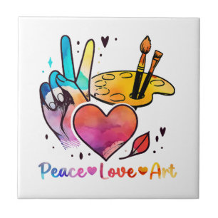 Art Teacher Peace Liebe Art für Künstler und Maler Fliese