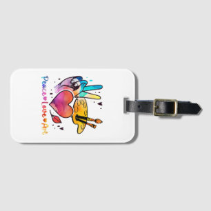 Art Teacher Peace Liebe Art für Künstler und Maler Gepäckanhänger