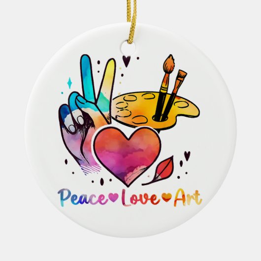 Art Teacher Peace Liebe Art für Künstler und Maler Keramik Ornament (Vorne)