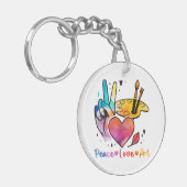 Art Teacher Peace Liebe Art für Künstler und Maler Schlüsselanhänger (Vorderseite links)