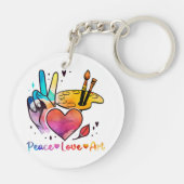 Art Teacher Peace Liebe Art für Künstler und Maler Schlüsselanhänger (Rückseite)