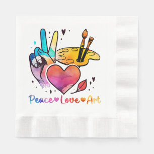 Art Teacher Peace Liebe Art für Künstler und Maler Serviette