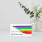 Art Teacher Rainbow Markers Artist Zeichnend Studi Visitenkarte (Stehend Vorderseite)