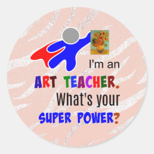 Art Teacher Superhero Runder Aufkleber