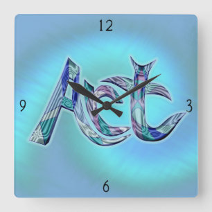 Art the Word Square Wall Clock Quadratische Wanduhr