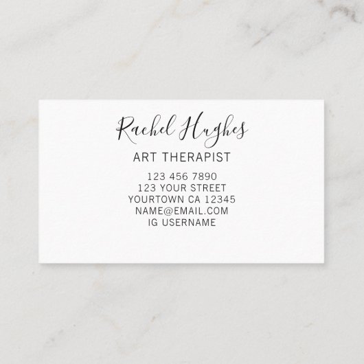 Art Therapeut QR Code Business Card Visitenkarte (Rückseite)