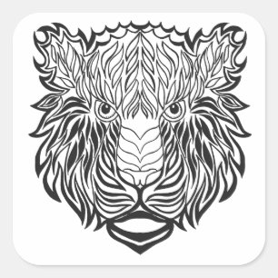 Art-Tiger-Kopf Quadratischer Aufkleber