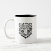 Art-Tiger-Kopf Zweifarbige Tasse (Links)