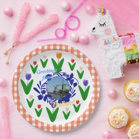 Art-Tulpe-Blumenmuster Hollands Delftware Pappteller (Party)