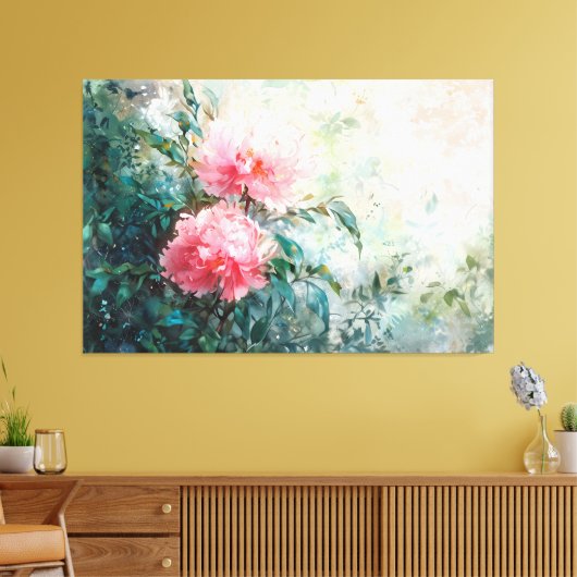 *~* Art TV2 2 PINK PEONY Stretched Canvas Print Leinwanddruck (Insitu (Wohnzimmer))