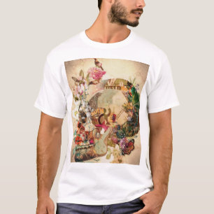 Art Vintag Sugar Skull Blume T-Shirt
