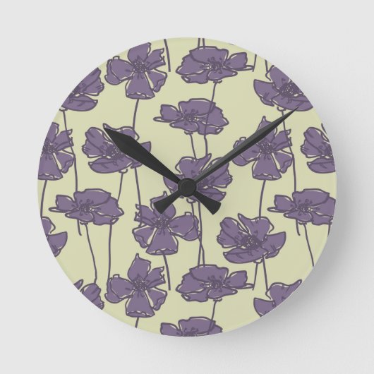 Art vintage floral pattern background runde wanduhr (Vorderseite)