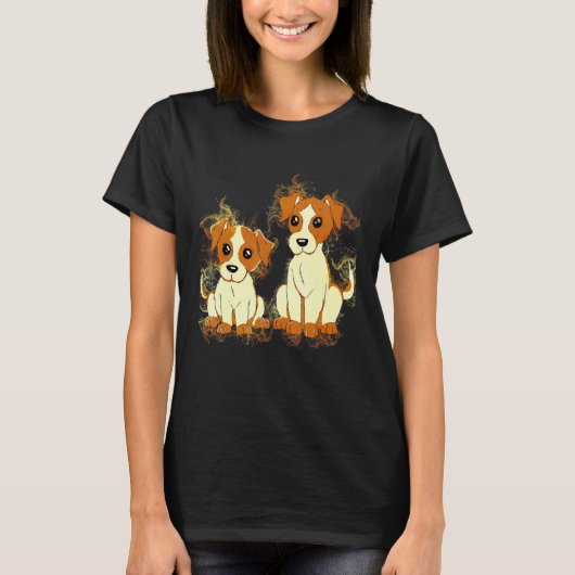 Art Watercolor Jack Russell Terrier Dogs T-Shirt (Vorderseite)