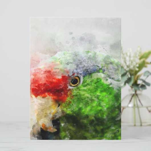 Art Watercolor Parrot Green Parakeet Geschenk (Stehend Vorderseite)