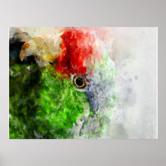 Art Watercolor Parrot Green Parakeet Geschenk Poster (Vorne)