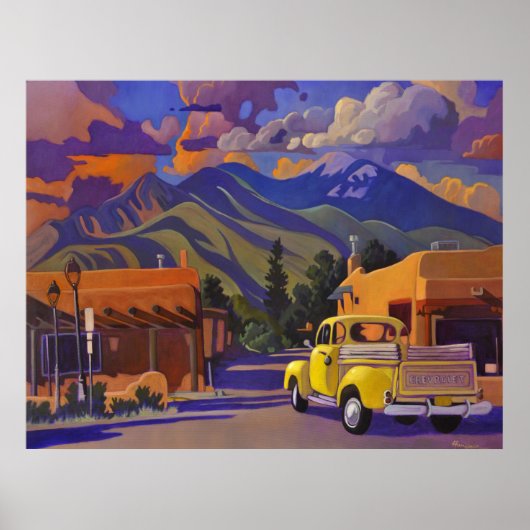 Art West POSTER - Ein gelber LKW in Taos (Vorne)
