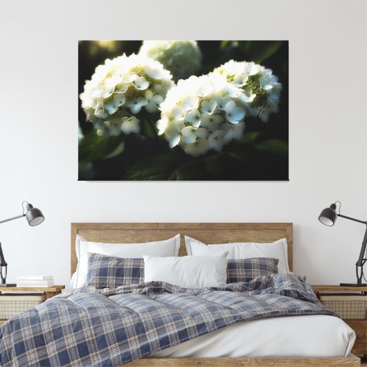 *~* Art White Hydrangea TV2 Stretched Canvas Print Leinwanddruck (Insitu (Schlafzimmer))