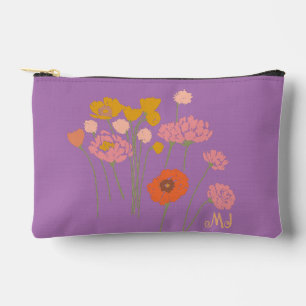 Art Wildblumen + Initialen Geschenk für sie Zubehörtasche