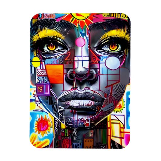 Art Woman Face Colorful Magnet (Vertikal)