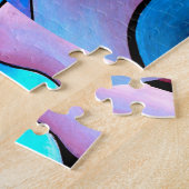 Artdeco Abstraktes Aqua Geometrisches Muster Puzzle (Seite)