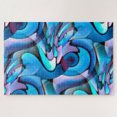Artdeco Abstraktes Aqua Geometrisches Muster Puzzle (Horizontal)