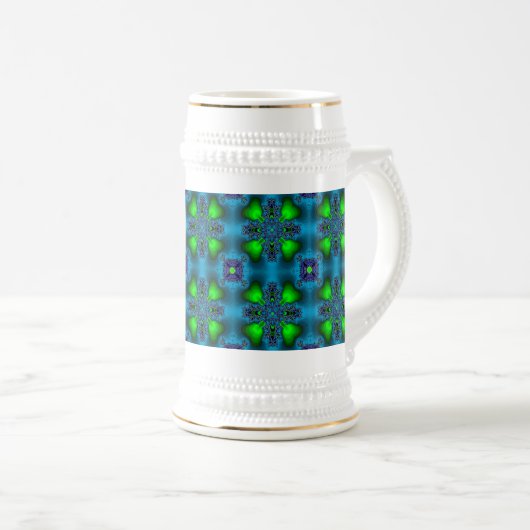 Artdeco-Blume im Retro-Stil Bierglas (VorderseiteRechts)