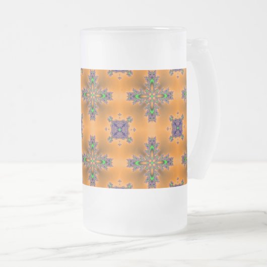 Artdeco-Blume im Retro-Stil Mattglas Bierglas (VorderseiteRechts)