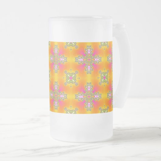 Artdeco-Blume im Retro-Stil Mattglas Bierglas (VorderseiteRechts)