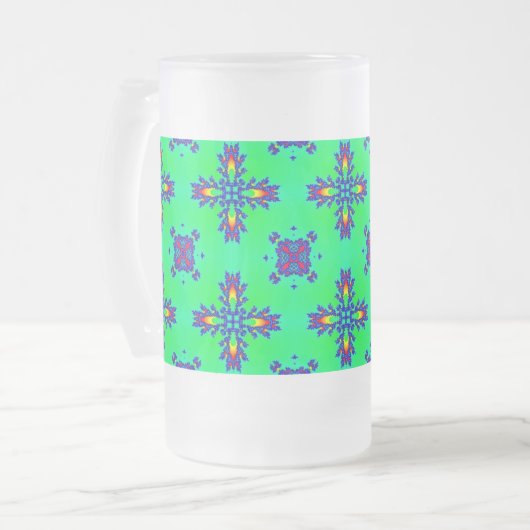 Artdeco-Blume im Retro-Stil Mattglas Bierglas (Vorderseite Links)