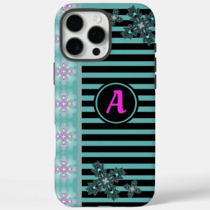 Artdeco-Blume im Retro-Stil mit Monogramm iPhone 16 Pro Max Hülle