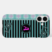 Artdeco-Blume im Retro-Stil mit Monogramm Case-Mate iPhone Hülle (Rückseite (Horizontal))