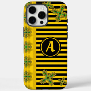 Artdeco-Blume im Retro-Stil mit Monogramm iPhone 16 Pro Max Hülle