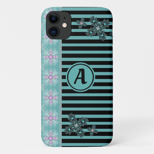 Artdeco-Blume im Retro-Stil mit Monogramm Case-Mate iPhone Hülle (Rückseite)