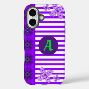 Artdeco-Blume im Retro-Stil mit Monogramm iPhone 16 Hülle