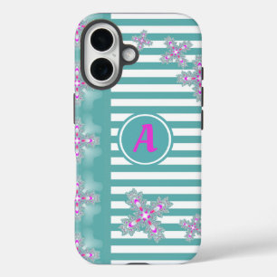 Artdeco-Blume im Retro-Stil mit Monogramm iPhone 16 Hülle