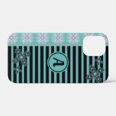 Artdeco-Blume im Retro-Stil mit Monogramm Case-Mate iPhone Hülle (Rückseite (Horizontal))