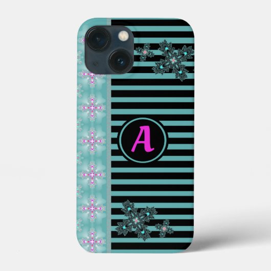 Artdeco-Blume im Retro-Stil mit Monogramm Case-Mate iPhone Hülle (Rückseite)