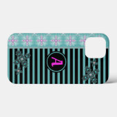 Artdeco-Blume im Retro-Stil mit Monogramm Case-Mate iPhone Hülle (Rückseite (Horizontal))