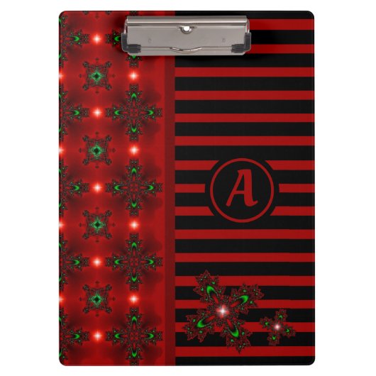 Artdeco-Blume im Retro-Stil mit Monogramm Klemmbrett (Vorderseite)