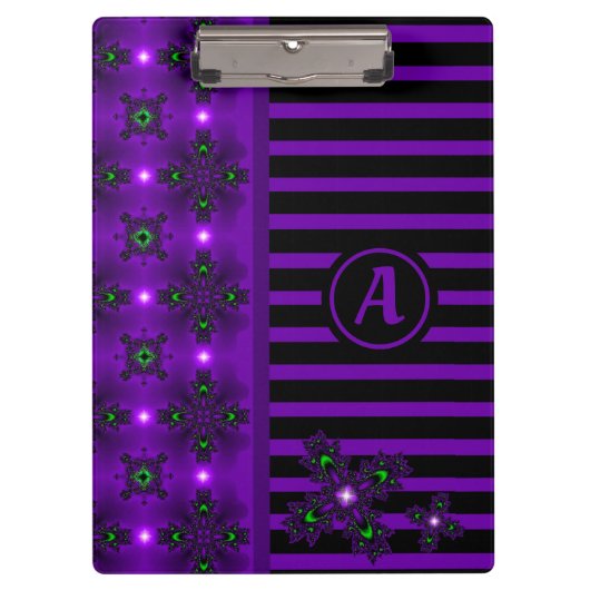Artdeco-Blume im Retro-Stil mit Monogramm Klemmbrett (Vorderseite)