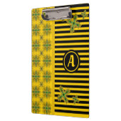 Artdeco-Blume im Retro-Stil mit Monogramm Klemmbrett (Links)