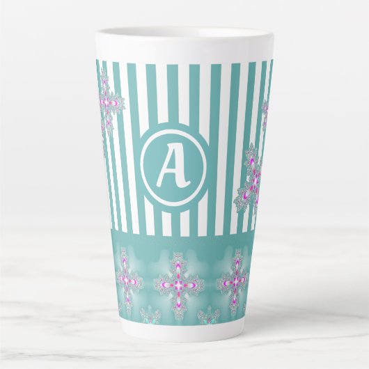 Artdeco-Blume im Retro-Stil mit Monogramm Milchtasse (Vorderseite)