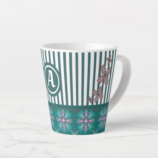 Artdeco-Blume im Retro-Stil mit Monogramm Milchtasse (Rechte Ecke)