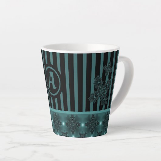 Artdeco-Blume im Retro-Stil mit Monogramm Milchtasse (Rechte Ecke)