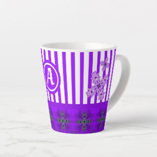 Artdeco-Blume im Retro-Stil mit Monogramm Milchtasse