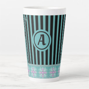 Artdeco-Blume im Retro-Stil mit Monogramm Milchtasse