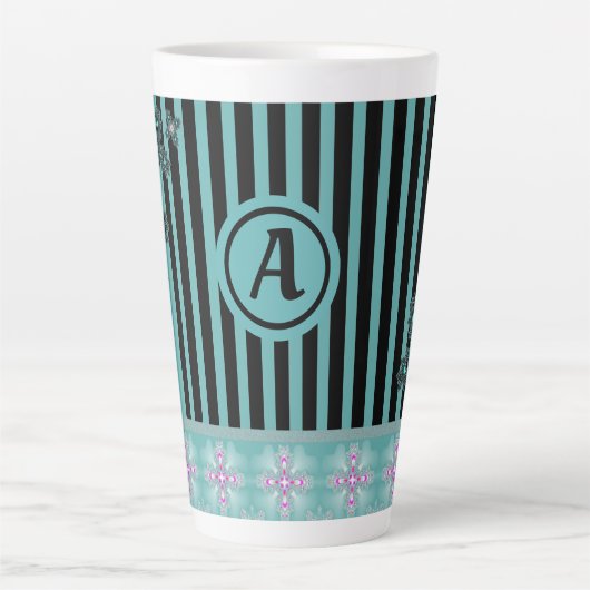 Artdeco-Blume im Retro-Stil mit Monogramm Milchtasse (Vorderseite)
